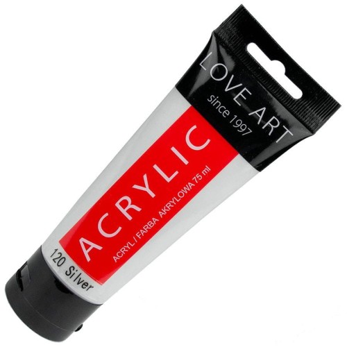 Farba akrylowa LOVEART 75ml - silver metallic 120 - srebrna #1