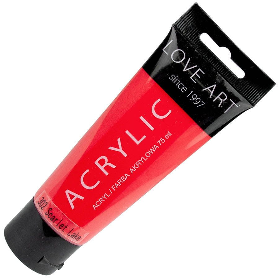 Farba akrylowa LOVEART 75ml - scarlet lake 302 - czerwona #1