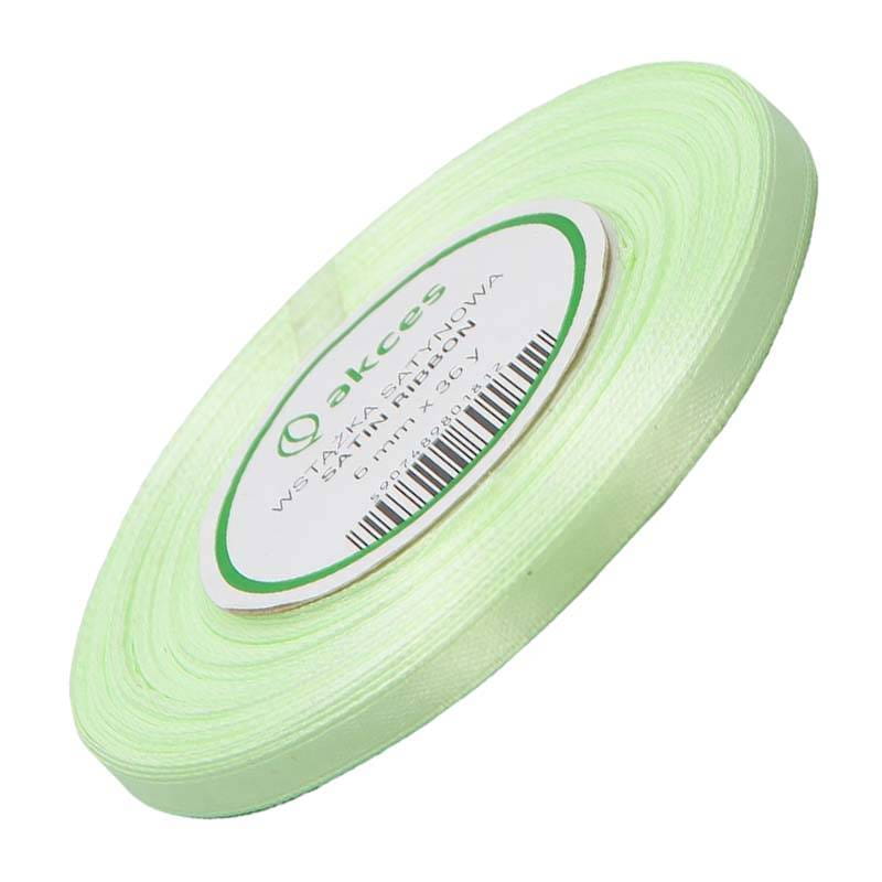 Wstążka satynowa jasna zielona 6mm - 32mb #1