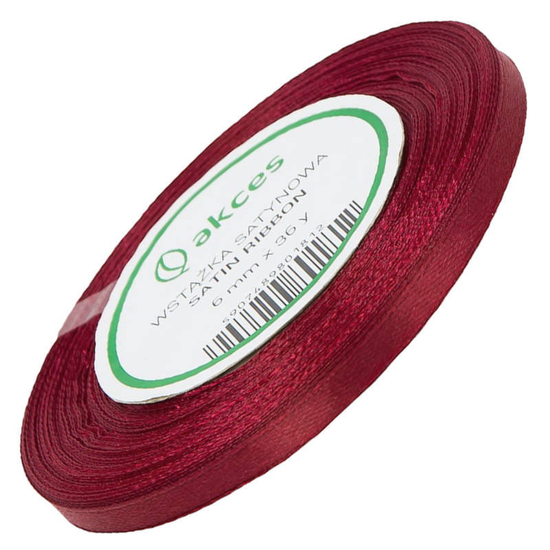 Wstążka satynowa bordowa 6mm - 32mb #1
