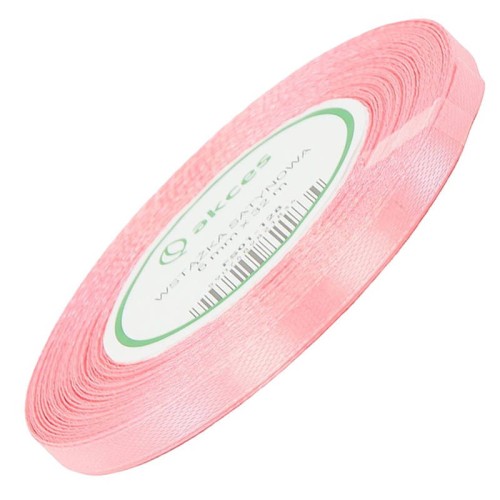 Wstążka satynowa różowa 6mm - 32mb #1