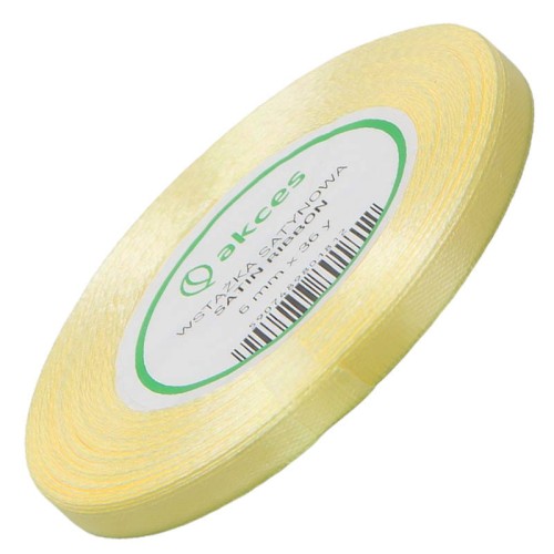 Wstążka satynowa jasna żółta 6mm - 32mb #1