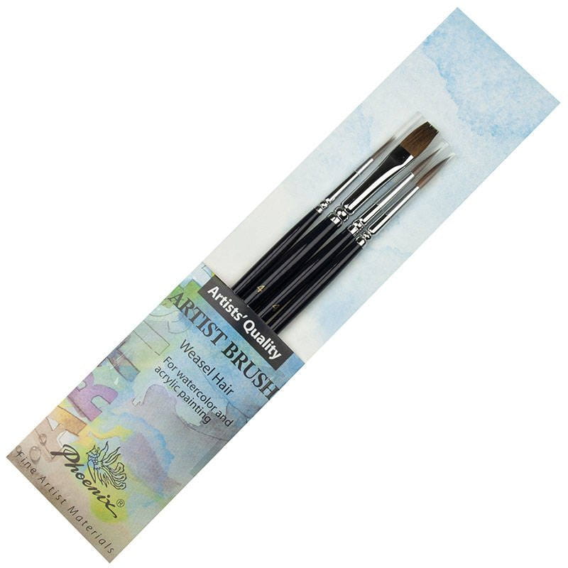 Zestaw pędzli z włosia łasicy Phoenix - 4 sztuki #3