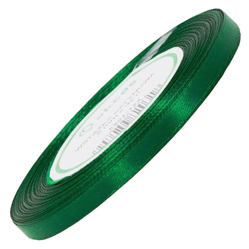Wstążka satynowa butelkowa zielona 6mm - 32mb #1
