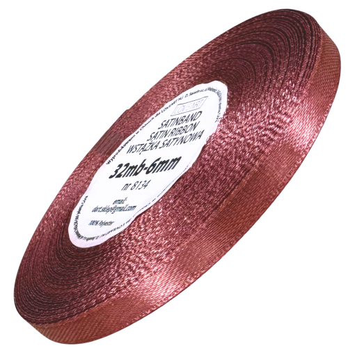Wstążka satynowa brudny róż 6mm - 32mb #1