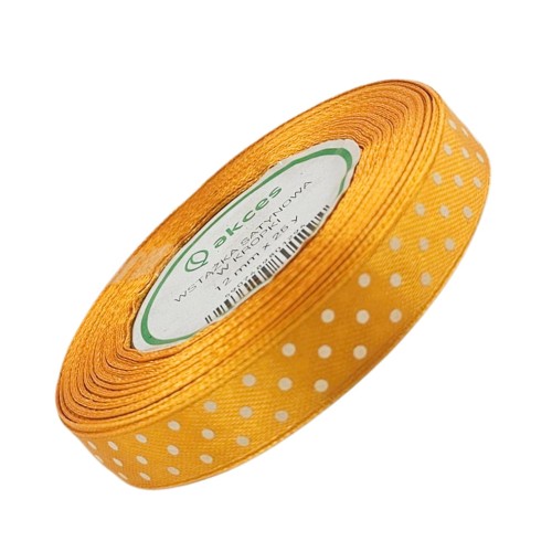 Wstążka satynowa w kropki 12mm ok. 23m - 80 jasno złota #1