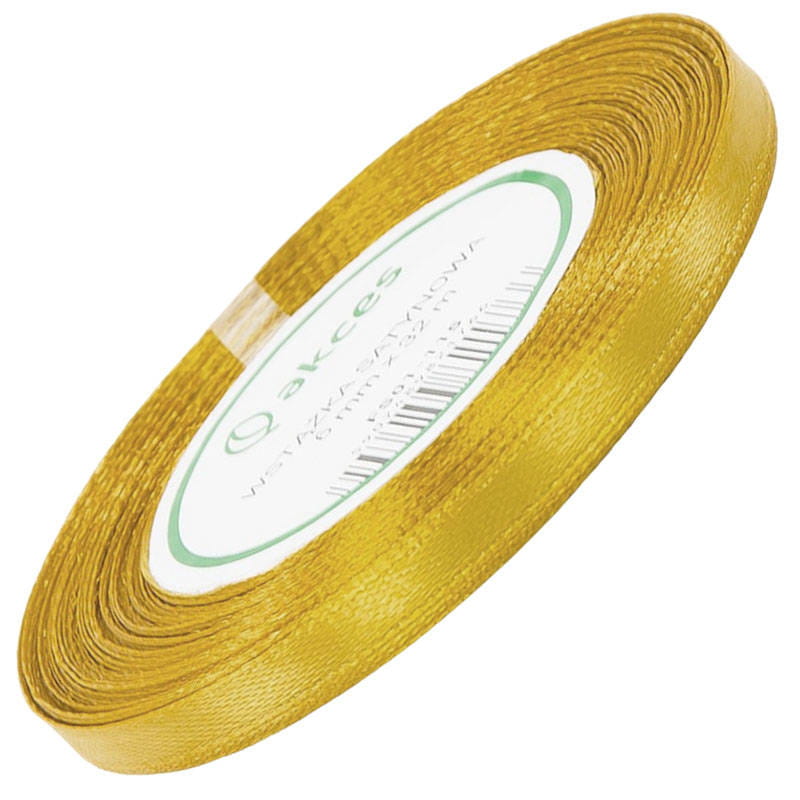 Wstążka satynowa złota 6mm - 32mb #1