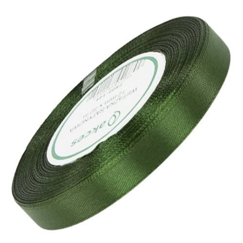 Wstążka satynowa ciemno oliwkowa 12mm - 32mb #1