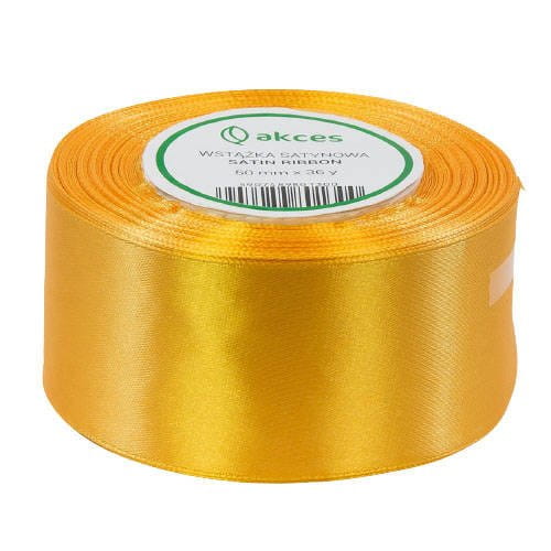 Wstążka satynowa ciepły żółty 50mm - 32mb #1