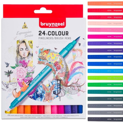 Zestaw dwustronnych pisaków pędzelkowych Bruynzeel - 24 kolory #1