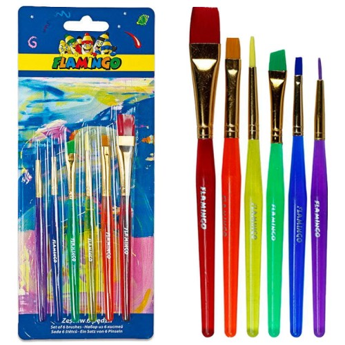 Pędzle syntetyczne Flamingo 6 sztuk #1