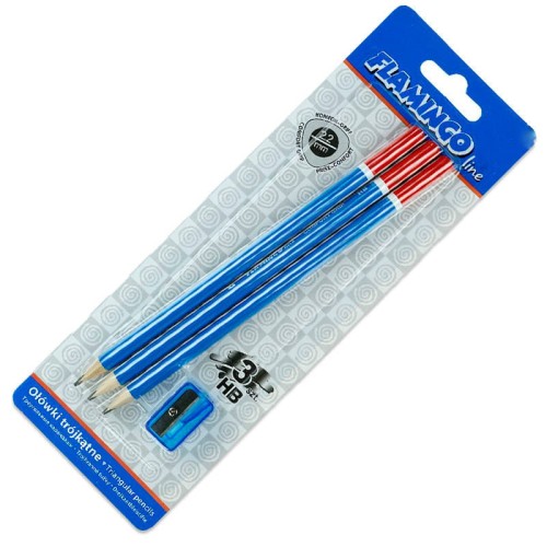 Ołówki Flamingo 3szt. z temperówką #1