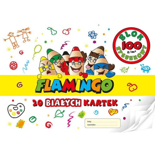 Blok rysunkowy Flamingo biały A4 20 kartek 100g/m² #1
