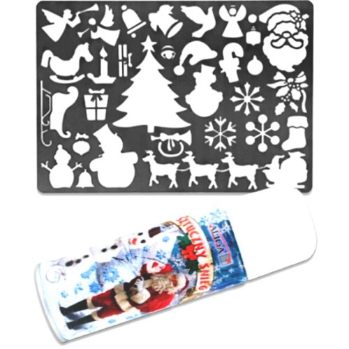 Zestaw świąteczny / dekoracyjny - Szablon, sztuczny śnieg w sprayu 250ml #1