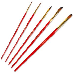Zestaw pędzli syntetycznych okrągłych i płaskich Flamingo - 5 sztuk #2