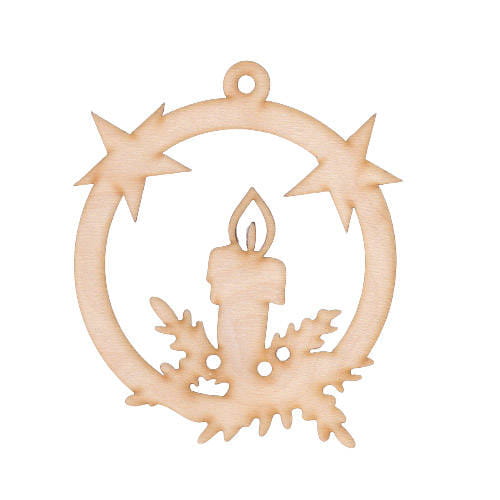 Drewniana ozdoba zawieszka bombka 10 cm - stroik ze świeczką #1