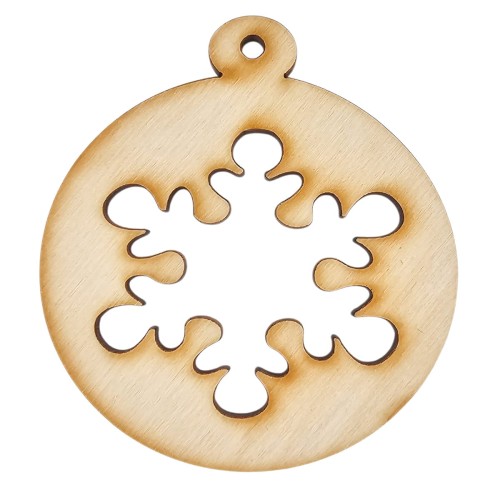 Drewniana ozdoba zawieszka bombka 6 cm Decor - płatek śniegu #1