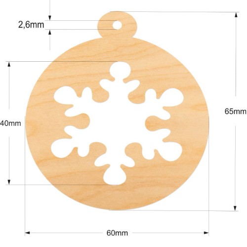 Drewniana ozdoba zawieszka bombka 6 cm Decor - płatek śniegu #2
