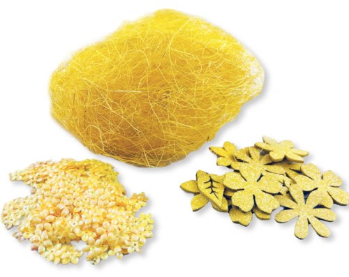 Zestaw dekoracyjny - sianko sizal, kwiatki #1