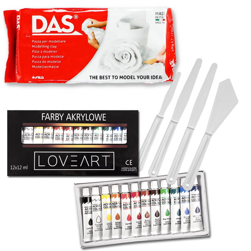 Zestaw szkolny / plastyczny - Glina , farby, narzędzia rzeźbiarskie #1