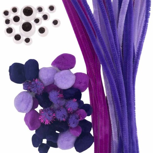 Druciki kreatywne z pomponami - Fioletowy #1