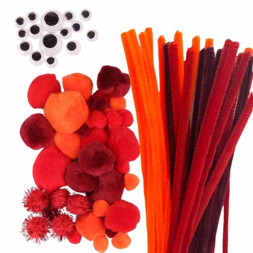 Druciki kreatywne z pomponami - Pomarańczowy #1