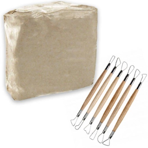 Zestaw - glina rzeźbiarska 5 kg i zestaw 6 szpatułek #1