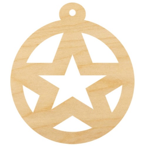 Drewniana ozdoba zawieszka bombka 6cm - Gwiazda #2