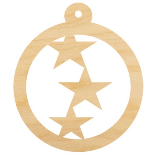 Drewniana ozdoba zawieszka bombka 6cm - Gwiazdy #2