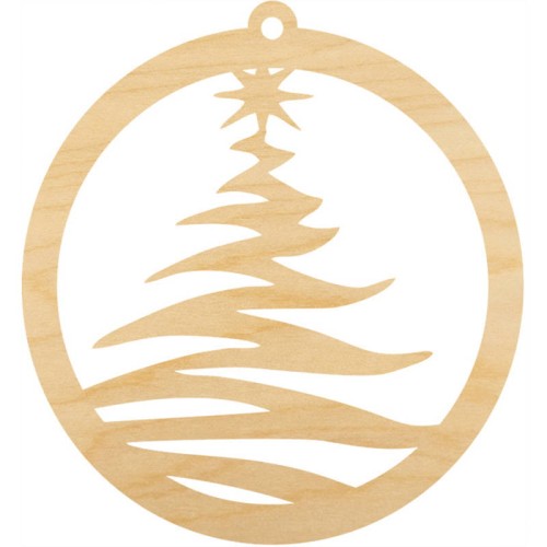 Drewniana ozdoba zawieszka bombka 6cm - Choinka #2