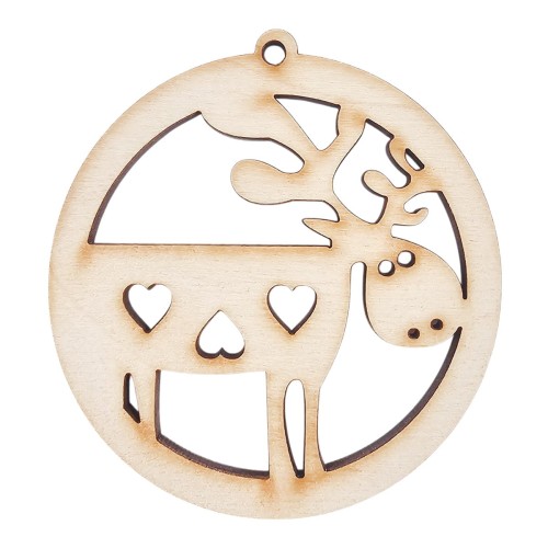 Drewniana ozdoba zawieszka bombka 6cm - Renifer #1