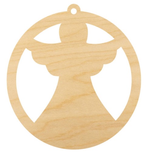 Drewniana ozdoba zawieszka bombka 6 cm - Anioł #2