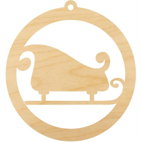 Drewniana ozdoba zawieszka bombka 6 cm - Sanie Mikołaja #2