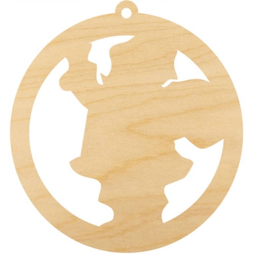 Drewniana ozdoba zawieszka bombka 6 cm - Święty Mikołaj #2