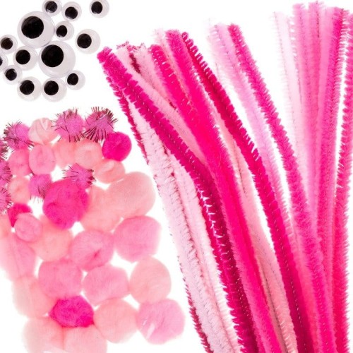 Druciki kreatywne z pomponami - róż #1