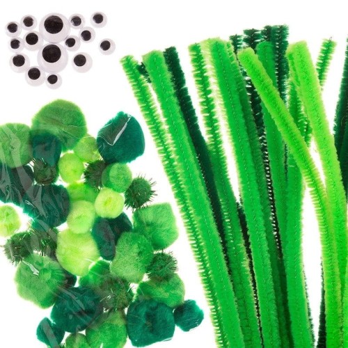 Druciki kreatywne z pomponami - zielony #1