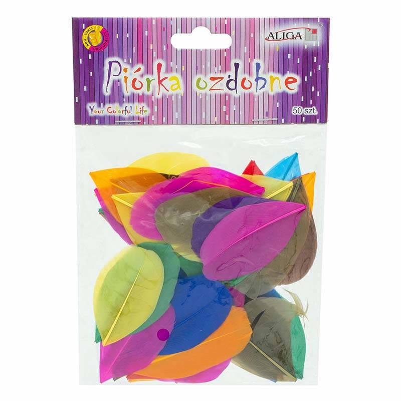 Piórka dekoracyjne Aliga 4-8 cm - intensywne kolory, 50 szt., P-3295 #1