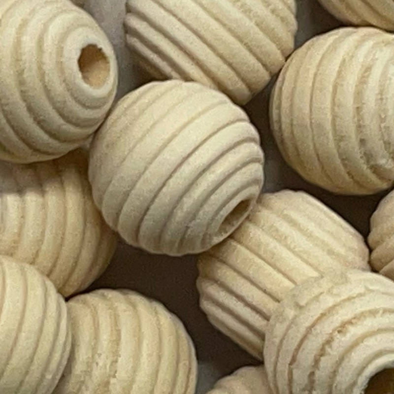 Koraliki drewniane prążkowane 14mm 50 sztuk #3