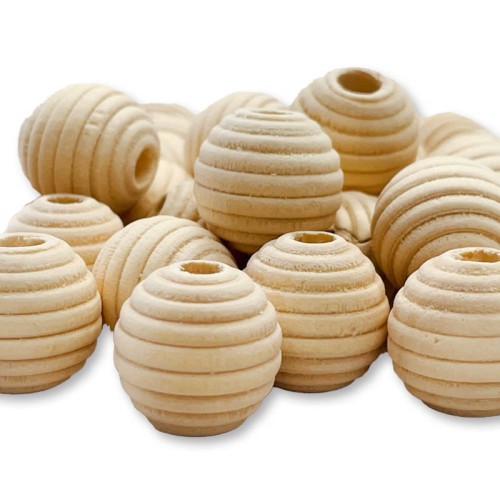 Koraliki drewniane prążkowane 18mm 40 sztuk #1