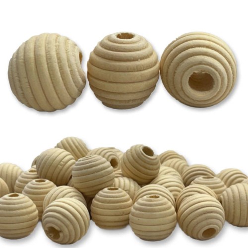 Koraliki drewniane prążkowane 18mm 40 sztuk #2