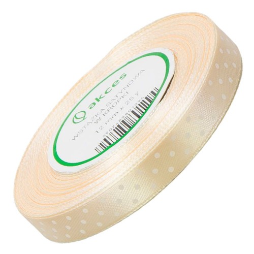 Wstążka satynowa w kropki 12mm 23m - 02 ecru #1