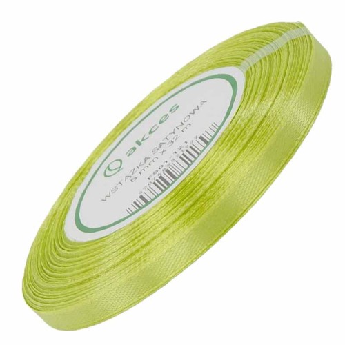 Wstążka satynowa zielone jabłuszko 6mm - 32mb #1