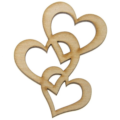 Drewniany dekor - 3 serca #1
