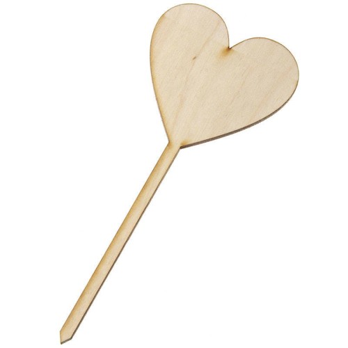 Drewniany dekor serce na piku #1