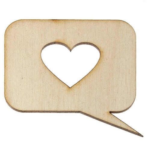 Drewniany dekor dymek z sercem #1