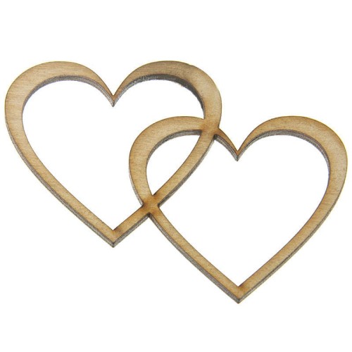 Drewniany dekor złączone serca #1
