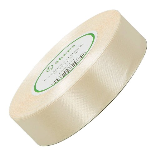 Wstążka satynowa jasna kremowa 25mm - 32mb #1
