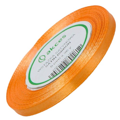 Wstążka satynowa pomarańczowa 6mm - 32mb #1