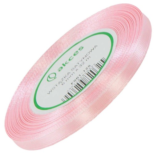 Wstążka satynowa pudrowa różowa 6mm - 32mb #1