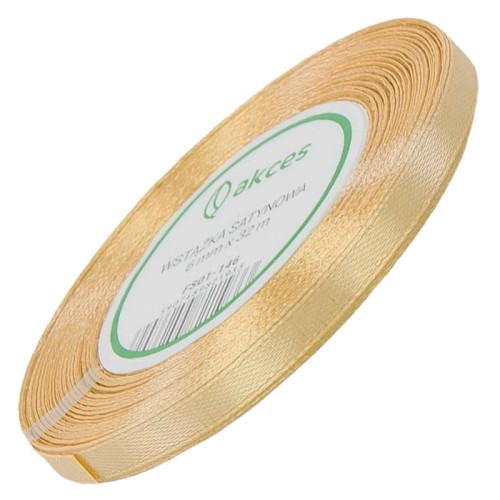 Wstążka satynowa złota jasna 6mm - 32mb #1